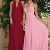 Amoris T715 Halter Neck Chiffon A-Line Gown