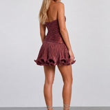 The Lumiere Metallic Pleated Mini Dress