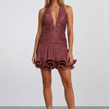 The Lumiere Metallic Pleated Mini Dress