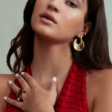 Valentina Abstract Hook Drop Earrings Gold