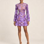 Violette Reverie purple floral applique mini dress front view