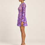 Violette Reverie purple floral applique mini dress side view