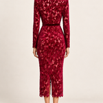 Vivienne Wine Lace Midi Dress — back view