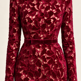 Vivienne Wine Lace Midi Dress — detail view