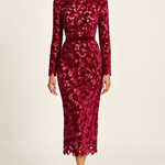Vivienne Wine Lace Midi Dress — front view