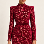 Vivienne Wine Lace Midi Dress — half-length view