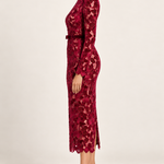 Vivienne Wine Lace Midi Dress — side view