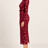 Vivienne Wine Lace Midi Dress — side view