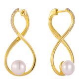 Waterproof Infinity Earrings with Pearl Hoop Earrings