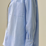 White Striped Buttoned Shirt In Blue