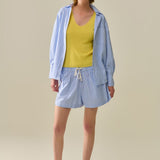 White Striped Buttoned Shirt In Blue